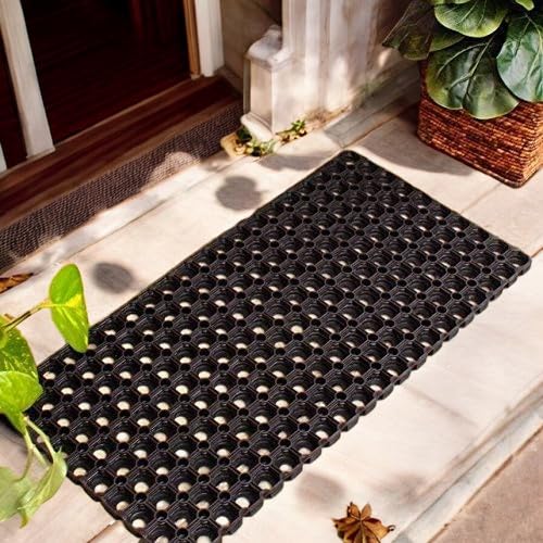 Nestoro Rubber Hollow Zoom Outdoor Door Mat – Durable, Non-Slip, Weather-Resistant Entrance Rug for Home and Garden Use