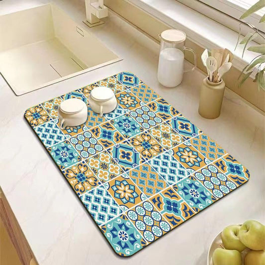 Estern Absorbent Non-Slip Dish Drying Mat for Kitchen Counter – Heat-Resistant Rack Pad