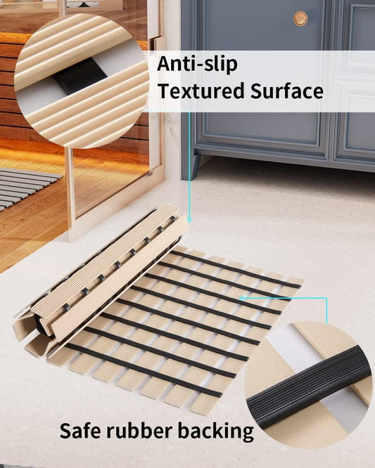 Demon Premium Anti-Slip Shower Mat, Striped Bath & Kitchen Mat, Stand-Up Design, Antibacterial, Machine Washable, Non-Skid Surface