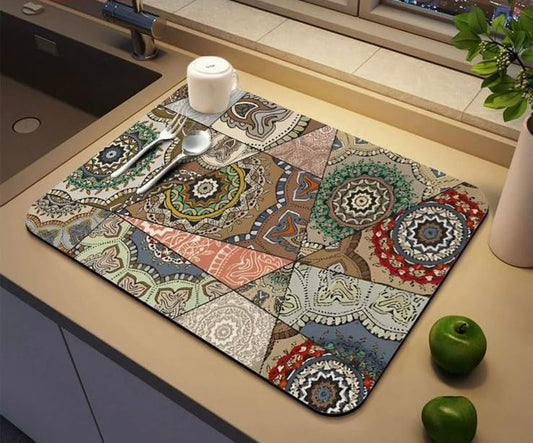 Estern Super Absorbent Dish Drying Mat – Non-Slip, Heat-Resistant, Hides Stains for Kitchen