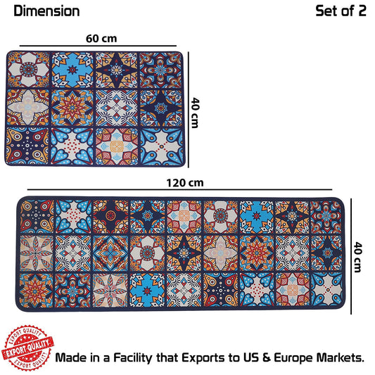 jelozia Rubber Kitchen Mats Set of 2 – Soft, Non-Skid Absorbent Rugs for Kitchen & Hallway Use