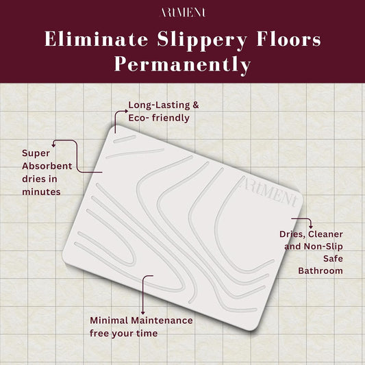 Morvica TerraDry Stone Diatomaceous Earth Shower Mat – Quick-Dry, Super Absorbent & Non-Slip Mat