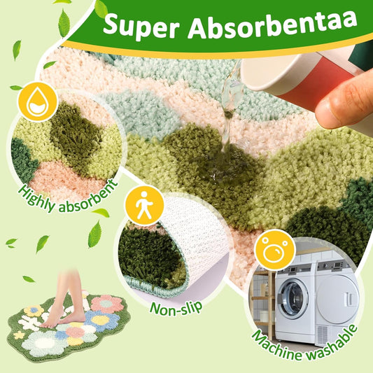 BOCIS Happy Ultra Soft Anti-Skid Mat (40x60 cm) – 2000 GSM Super Absorbent Microfiber for Bathroom, Kitchen, or Door Use
