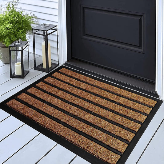 Hirelli Artistic Striped Dirt Defender Antislip Rectangular Welcome Door Mat for Home & Hall