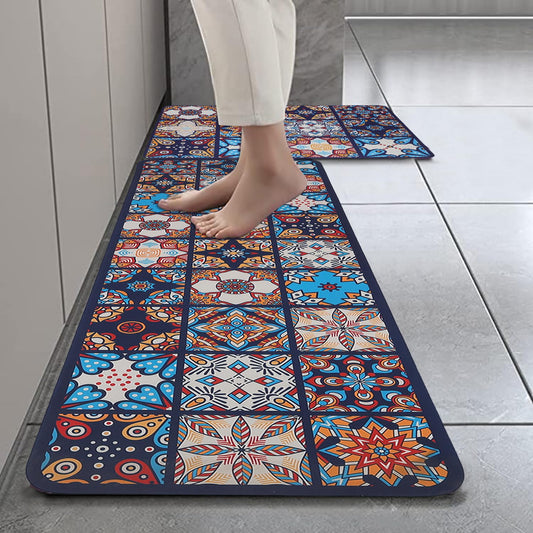 jelozia Rubber Kitchen Mats Set of 2 – Soft, Non-Skid Absorbent Rugs for Kitchen & Hallway Use