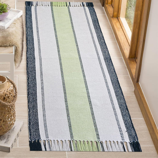 BROCHUNK® Diamond-Woven Cotton Floor Runner Rug – 2x5 ft (22x60 in) Pit Loom Mat for Kitchen, Bedroom, Living & Dining Room